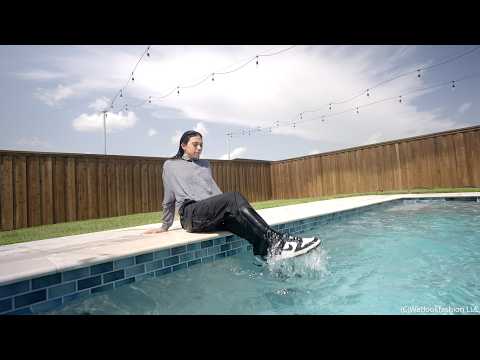 Alexis takes her First Fully Clothed Swim in Cargo's and a Hoodie