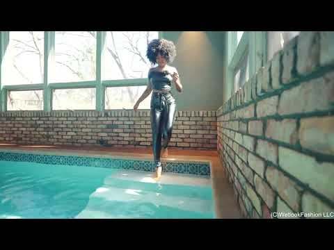 Rose Soaks Her Faux Leather Outfit in the Pool