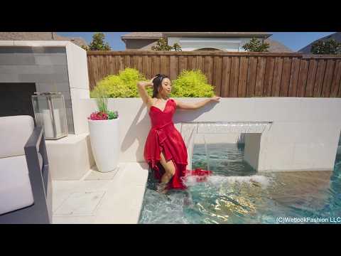 Christy Gets Her Gorgeous Designer Dress Wet