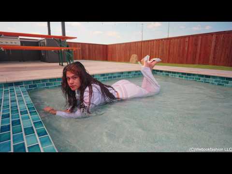 Yesenia Gets Wet in White Jeans, Blouse and Heels