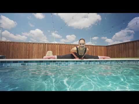 Camille Split Dives in the Pool Wearing a Hot Jumpsuit