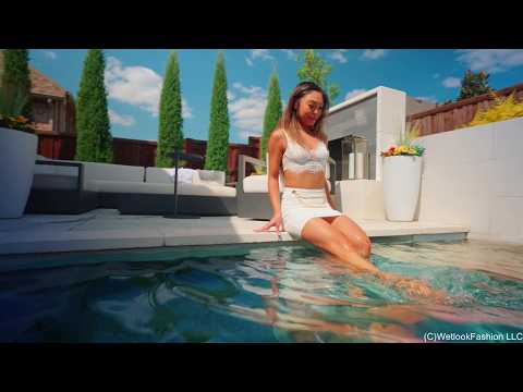 Christy Goes for a Swim in a White Skirt Outfit