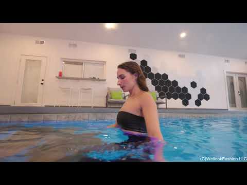 Lilith Rocks the Pool in Leather Pants and a Tube Top