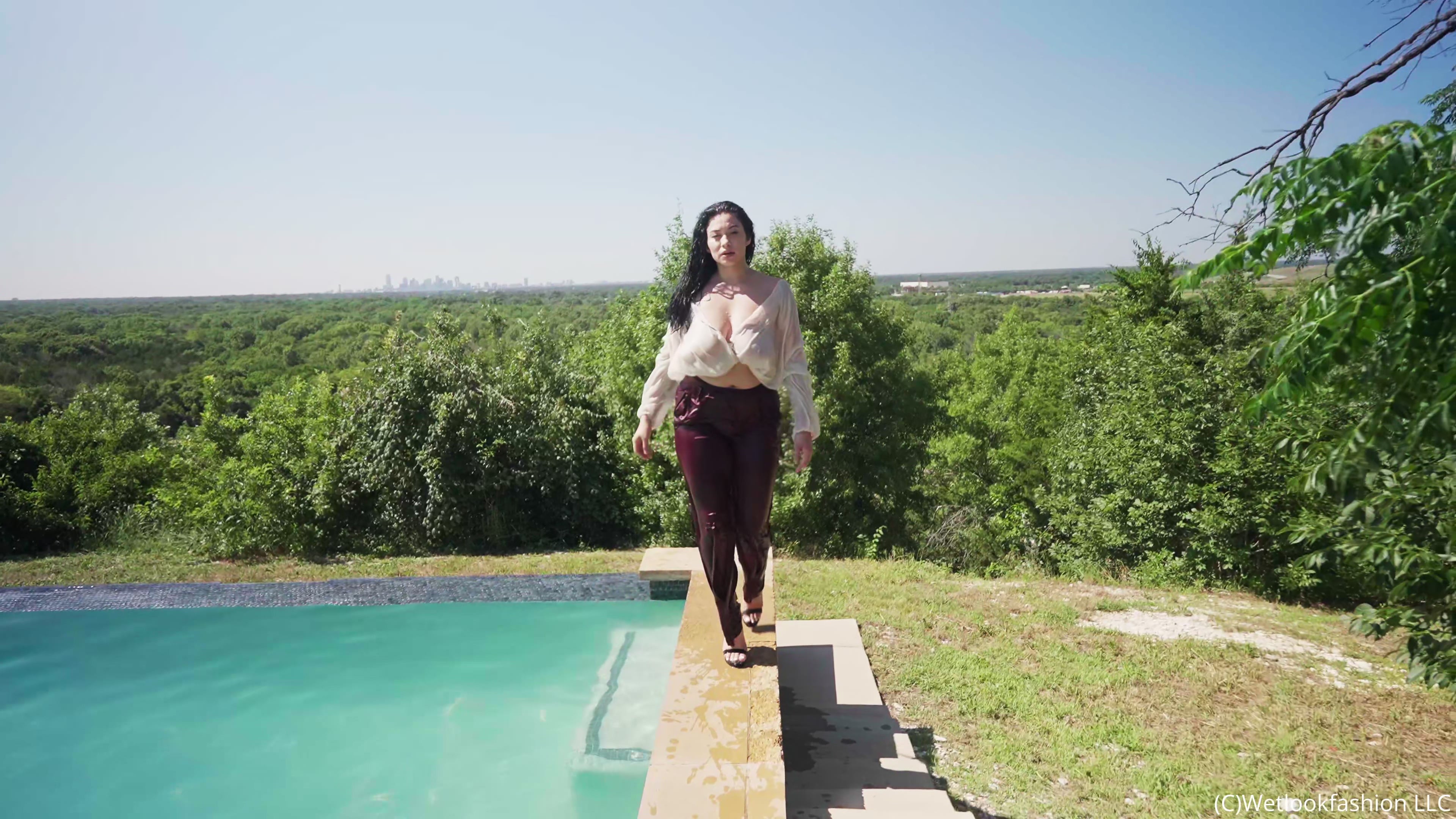 Rosalyn Gets Wet in Satin with a View