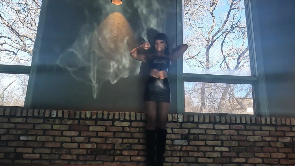 Rose Goes for a Swim in Her Leather Skirt and Top