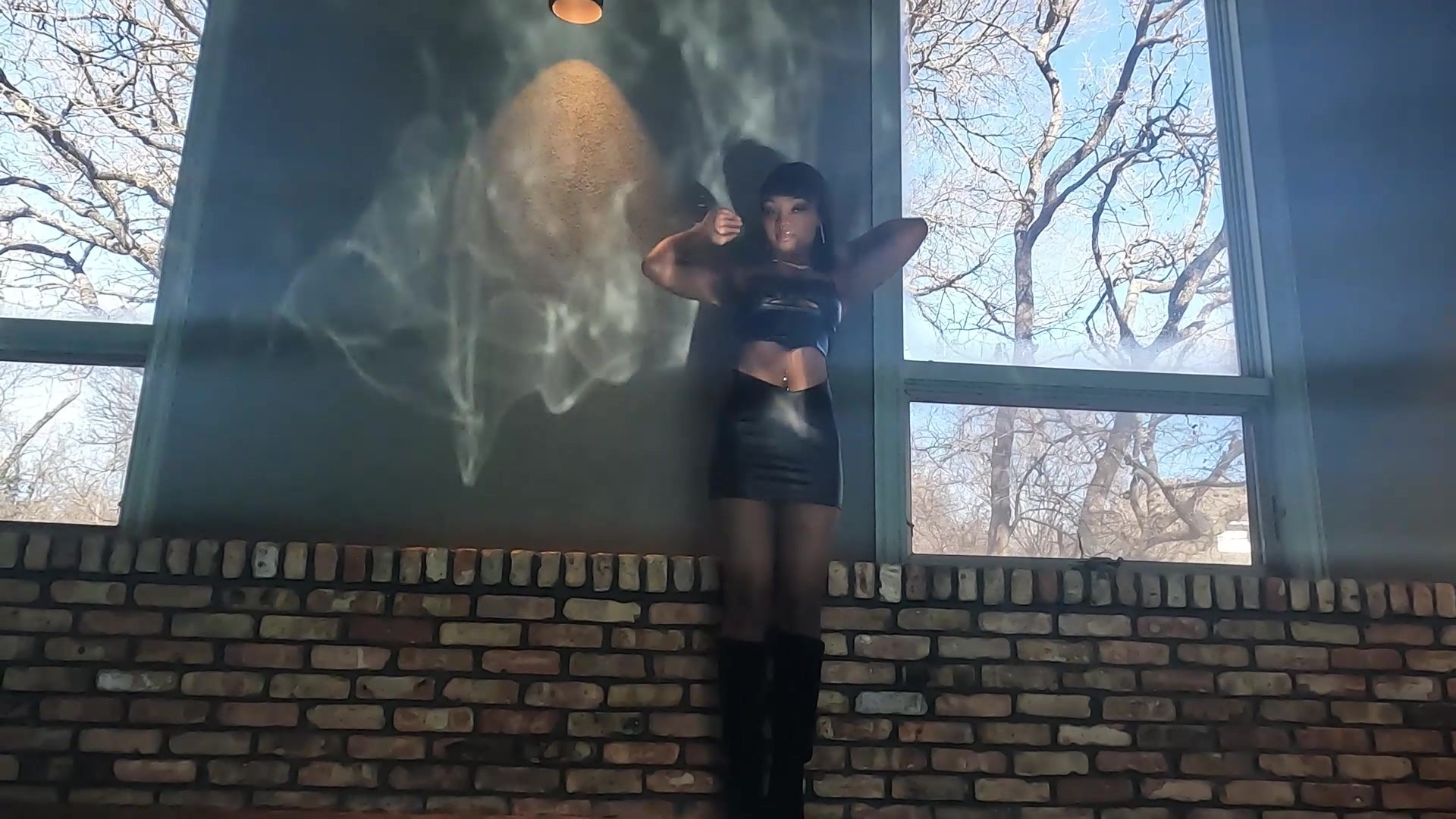 Rose Goes for a Swim in Her Leather Skirt and Top