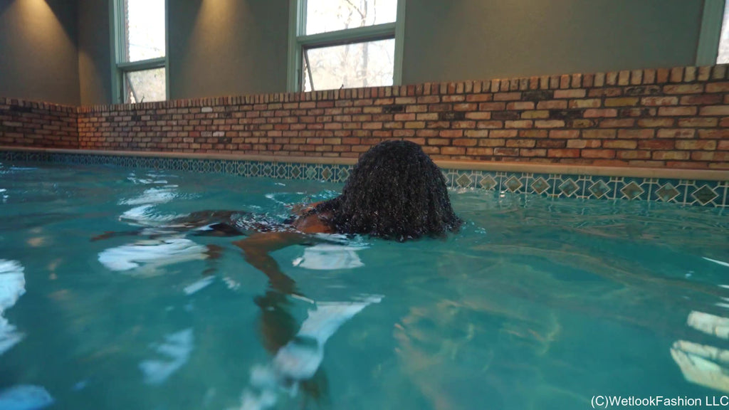 Rose Soaks Her Faux Leather Outfit in the Pool