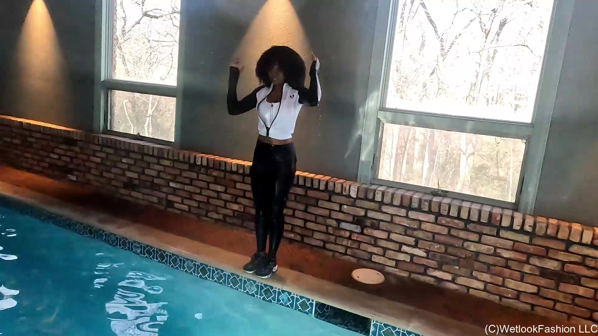 Rose Swims in a Matching Workout Set with a Jacket