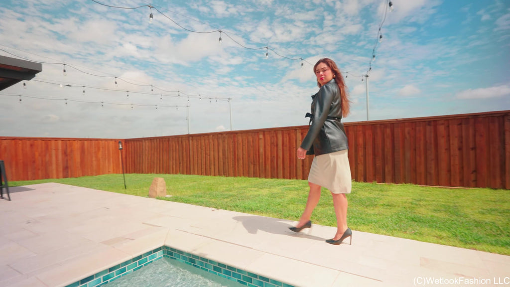 Samantha Gets Wet in a White Dress and a Leather Coat