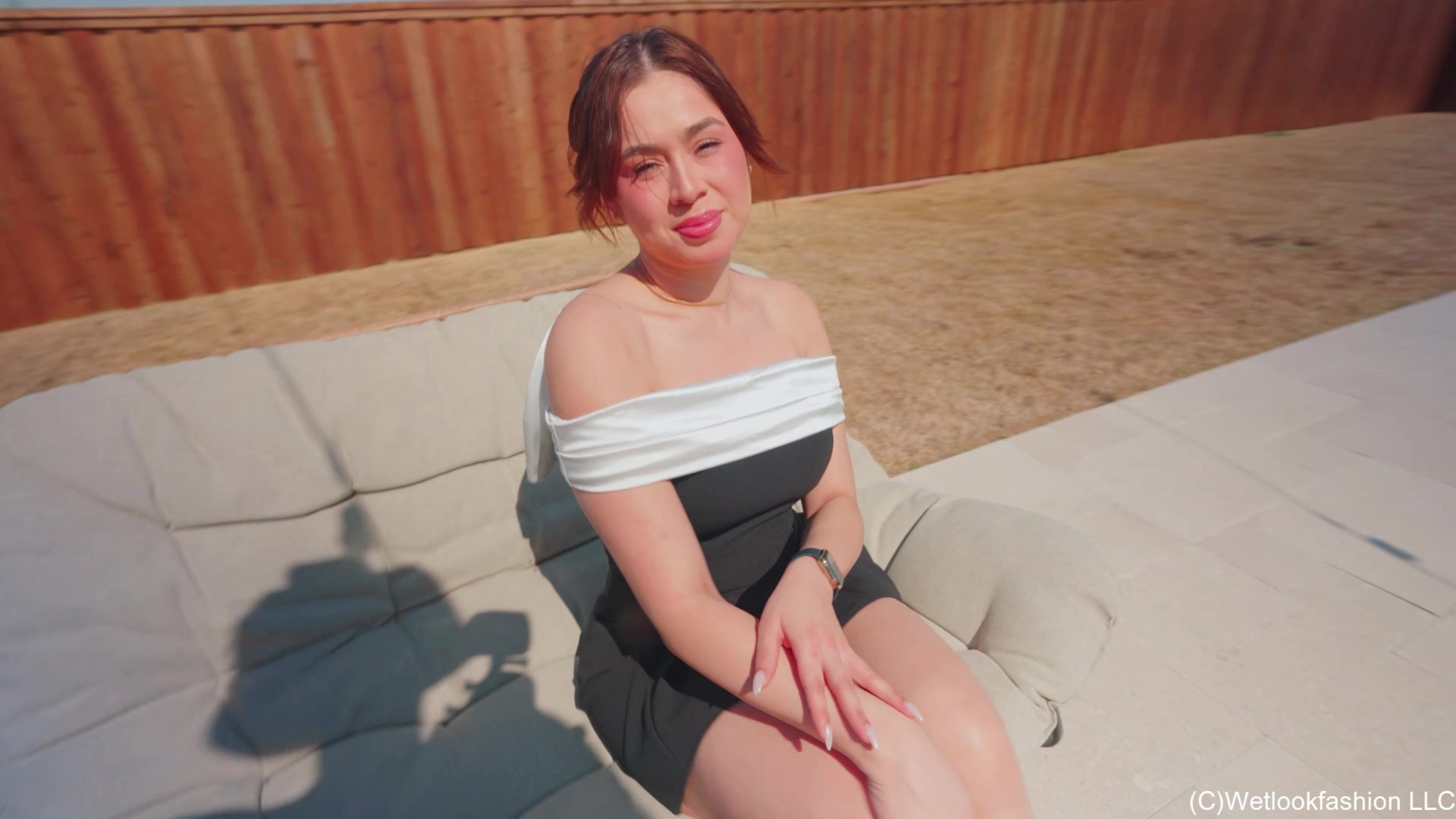 Samantha Goes for a Swim in a Elegant Minidress and Heels