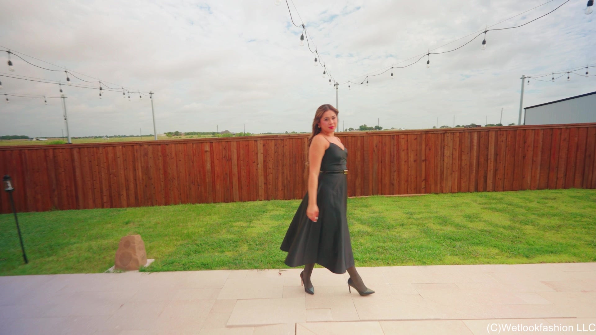 Samantha's First Swim in a Formal Dress, Tights and Heels