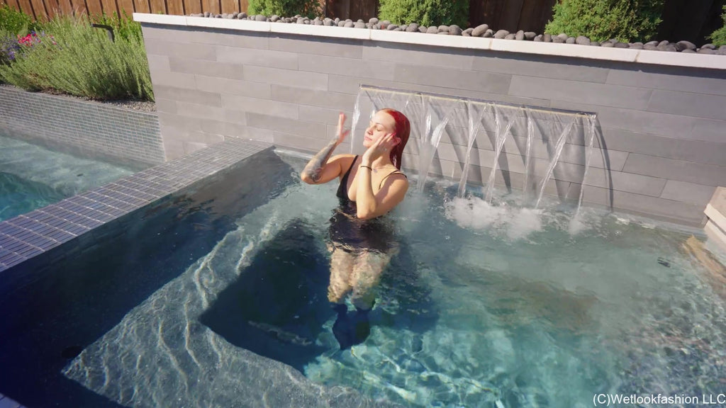 Scarlett - Shiny Satin Swim with Boots