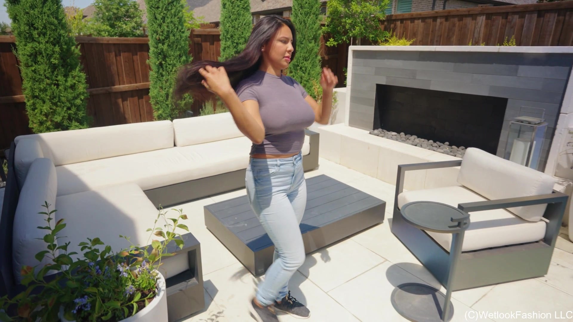 Selina's Swim in a Crop Top and Blue Jeans