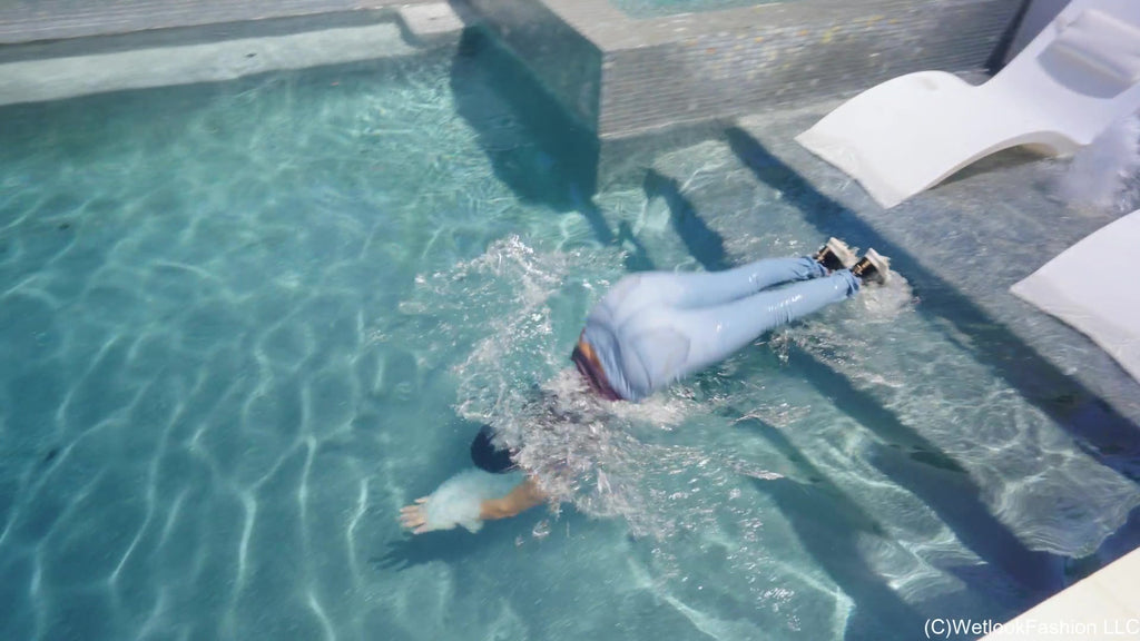 Selina's Swim in a Crop Top and Blue Jeans