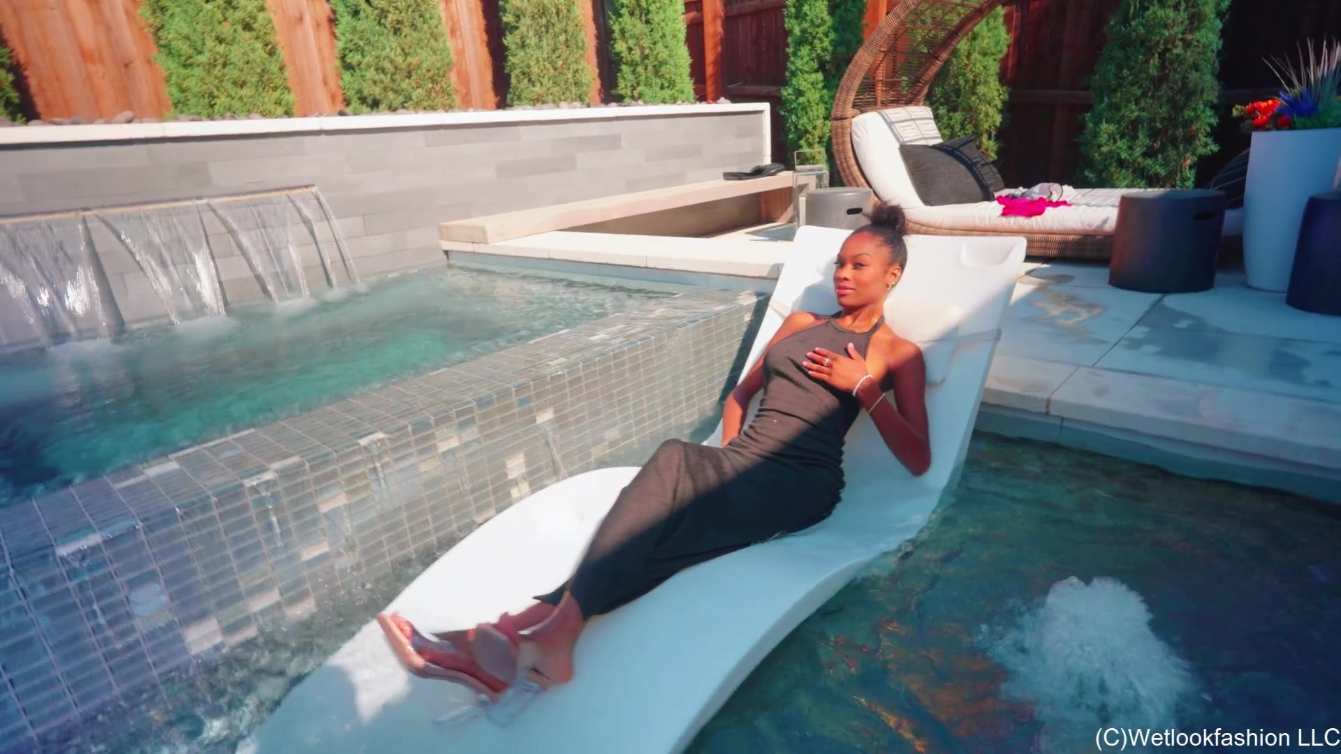 Amy Goes for a Swim in Her Night Out Dress