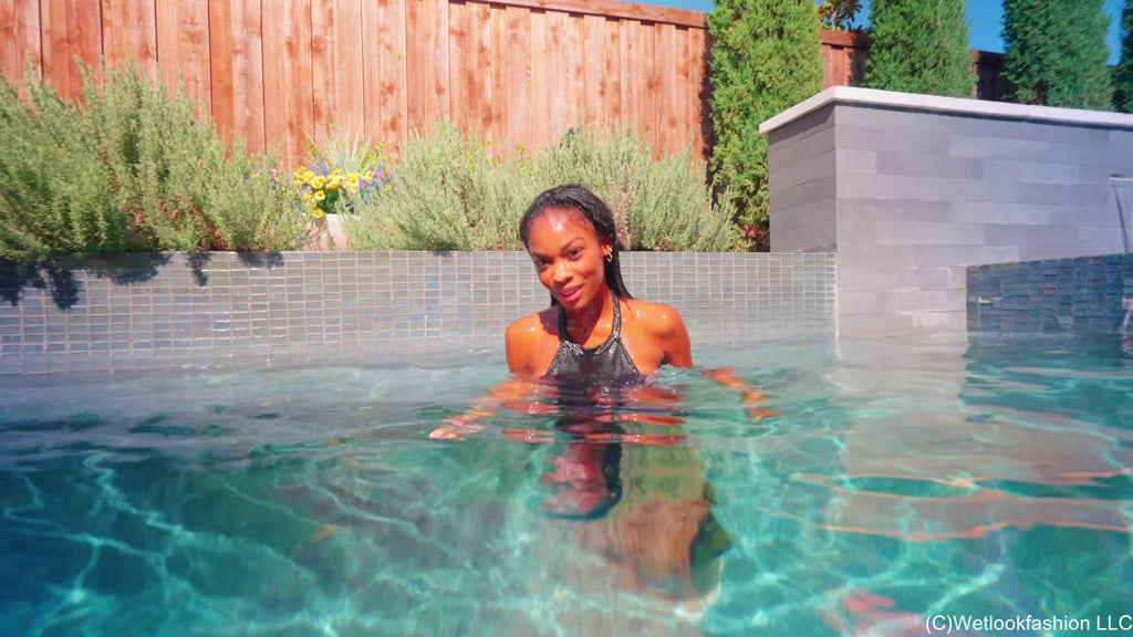 Amy Goes for a Swim in Her Night Out Dress