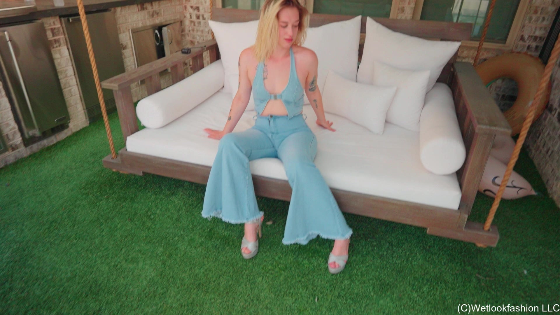 Pool Fun in Denim with Jessica