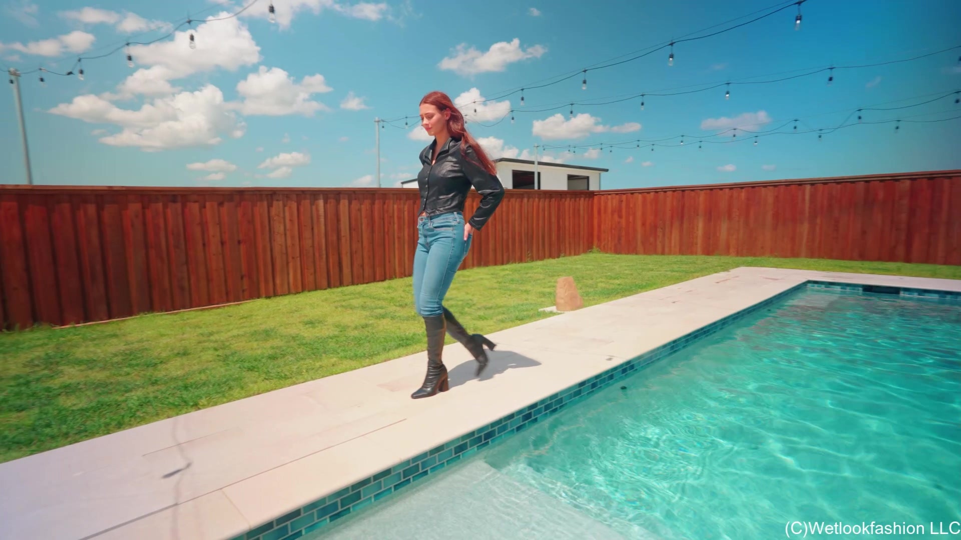 Taylor Swims in Jeans and Boots