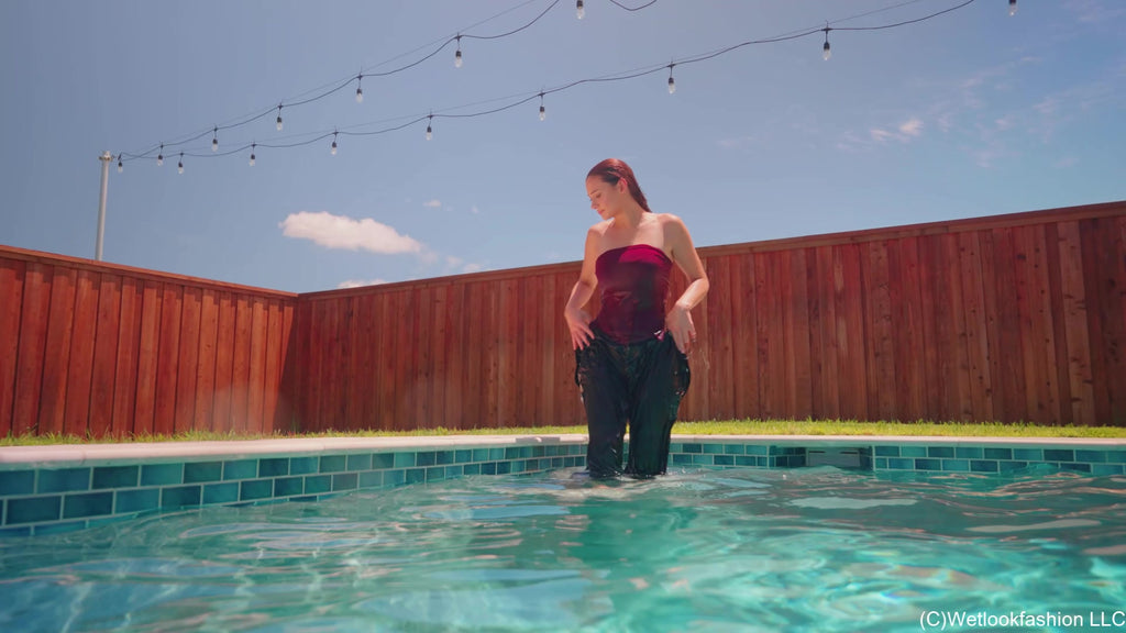 Taylor Goes for a Swim in Baggy Pants, Top and Heels