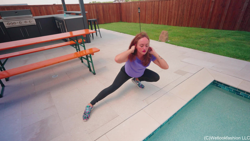 Tiffany Stretches All Wet in A Nike Outfit and a T-Shirt