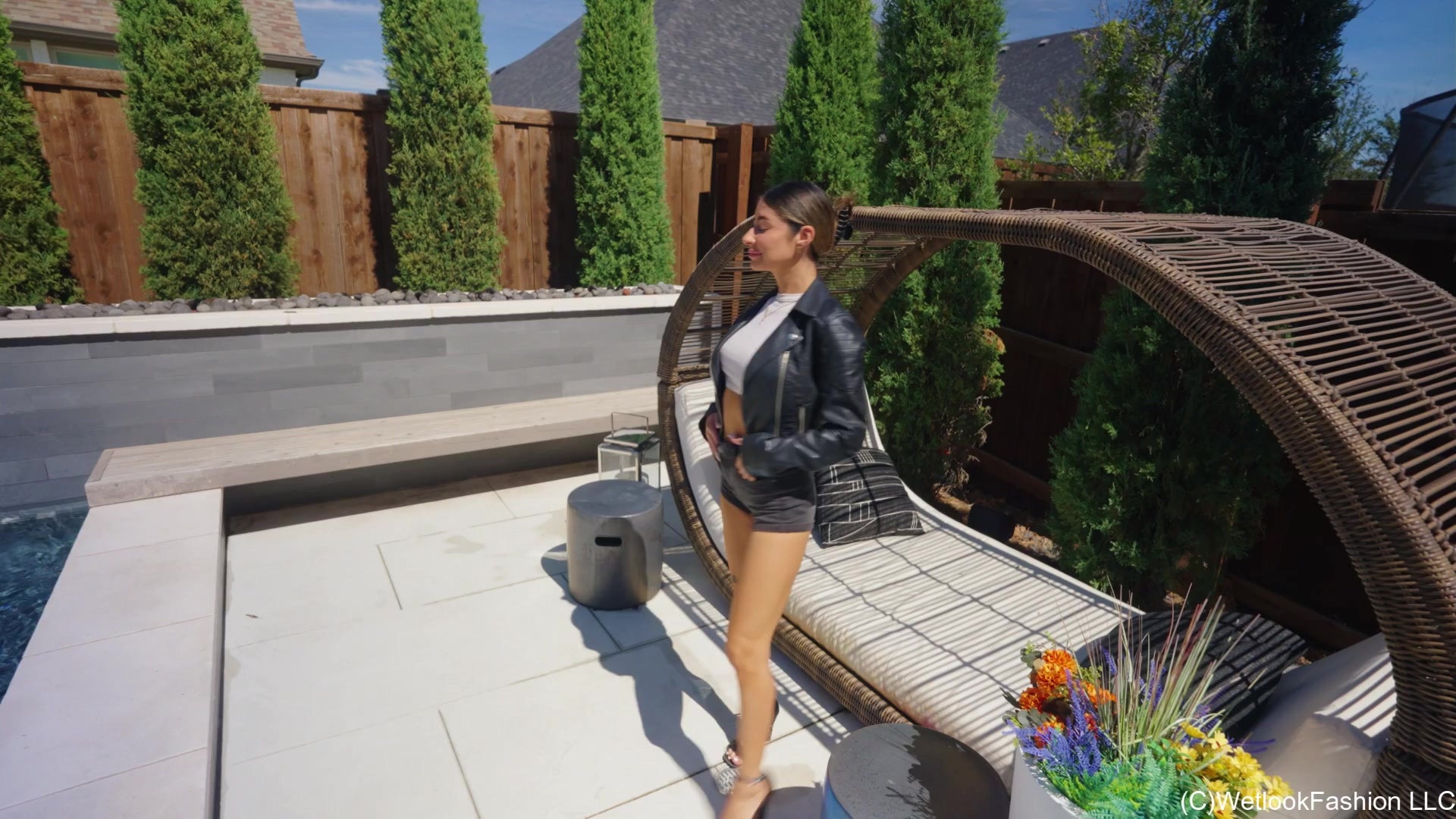 Pool Fun in a Shorts and Leggings Outfit with Diana