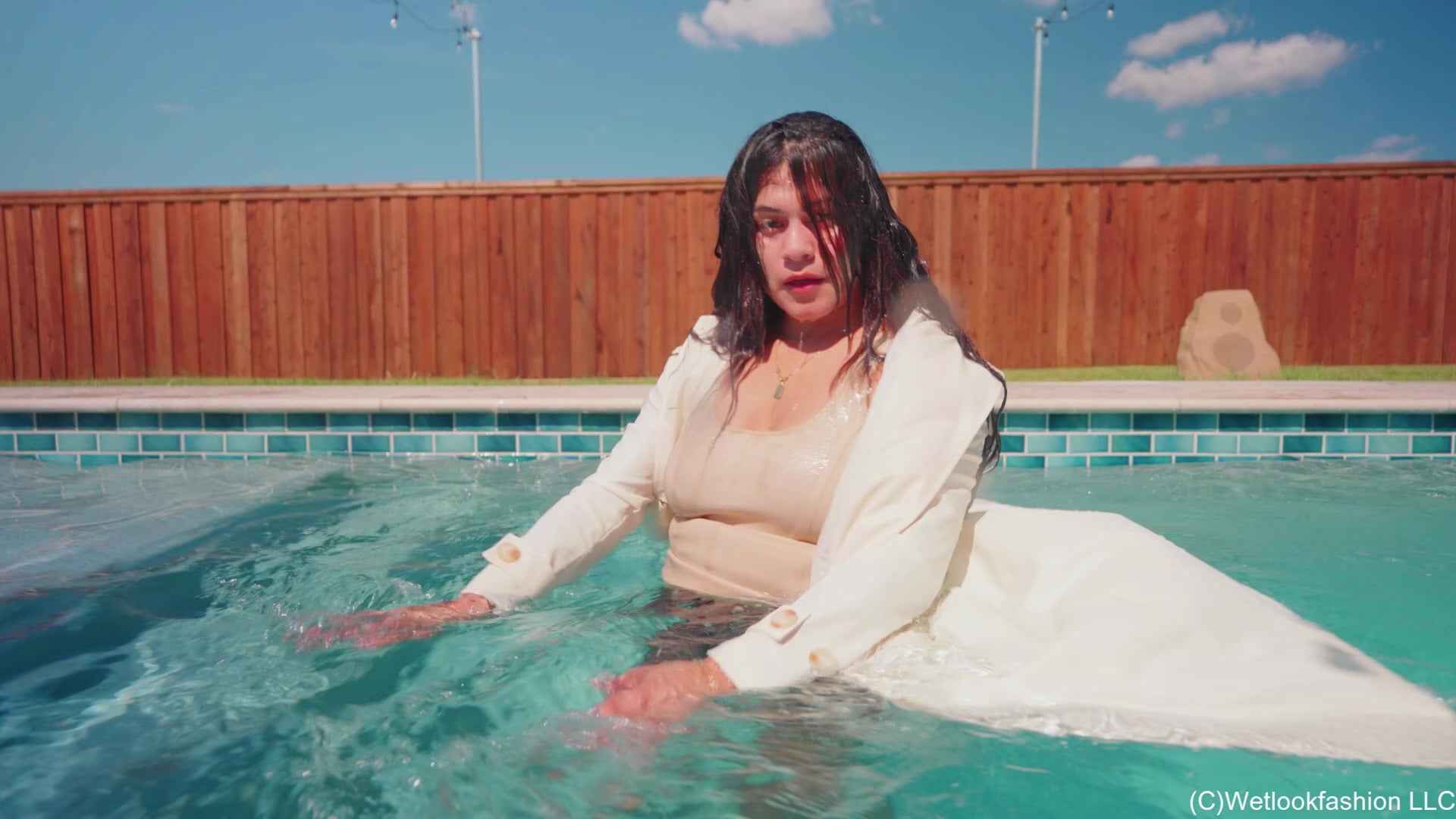Yesenia Gets Wet in a Dress and a Trench Coat