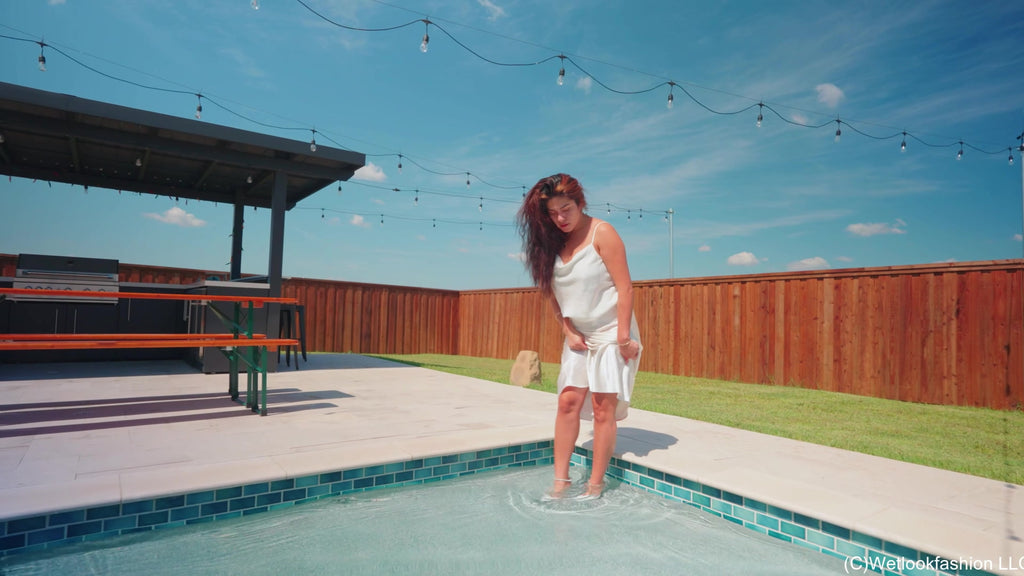 Yesenia Takes a Dip in White Satin