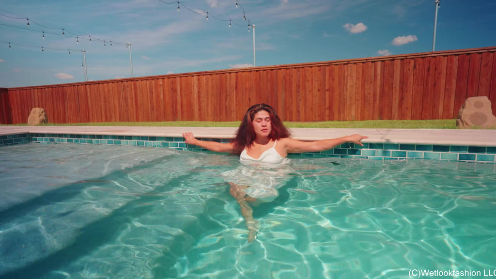 Yesenia Takes a Dip in White Satin