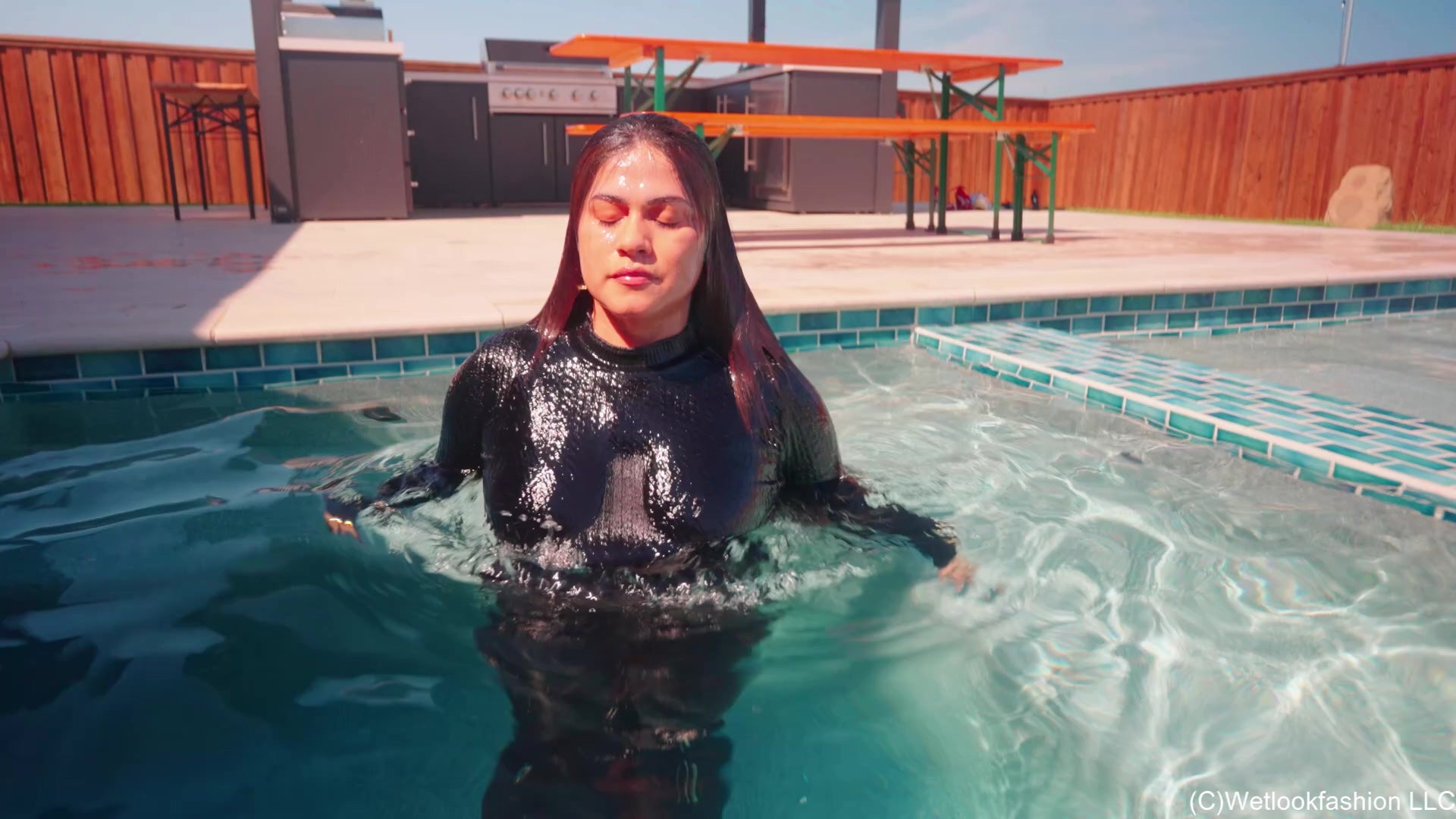 Yesenia's First Fully Clothed Pool Experience