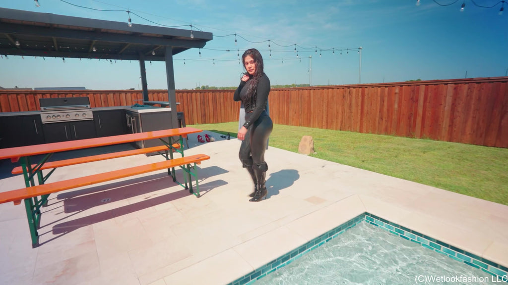 Yesenia's First Fully Clothed Pool Experience